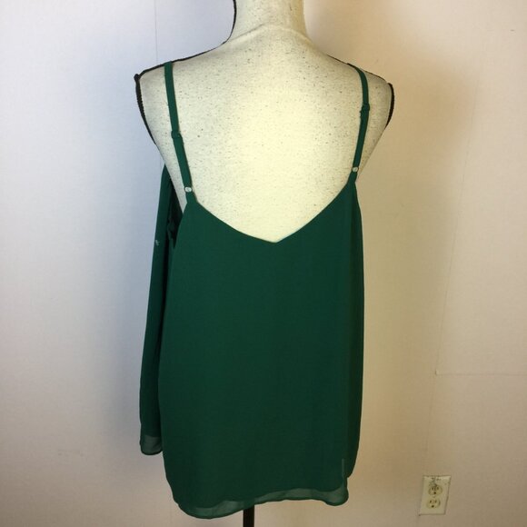 Torrid Swing Cami Tank Top Size 1X Womans Plus Green Chiffon Keyhole Lined - Picture 3 of 13